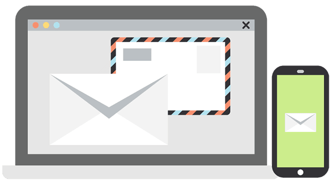 Email shown on a laptop and a phone