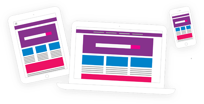 Responsive website shown on desktop, tablet and phone